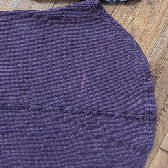 Free People Alpine Thermal Henley Maroon and Gray Long Sleeve Cuff Top - Picture 4 of 8